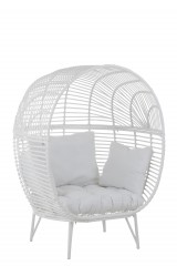 LOUNGE CHAIR WHITE WITH COUSHION - CHAIRS, STOOLS